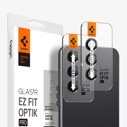 AGL05950 - Galaxy S23 Ultra EZ Fit Optik Pro Lens Protector in black showing the device